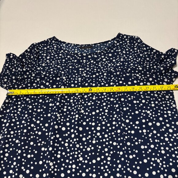 Emery Rose Navy Polka Dot Short Sleeve Top Women’s 1XL Minimalist Classic - Picture 8 of 10